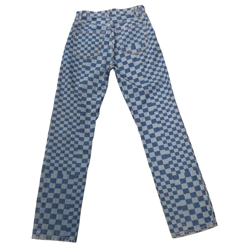Reformation Cynthia Checkerboard Jeans 26x29 High Rise‎ Straight Cool Girl Retro - Picture 8 of 9